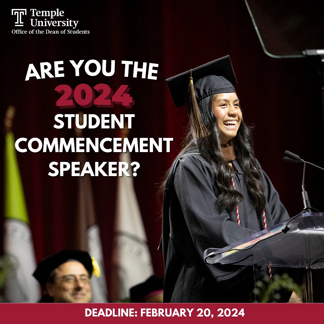2023 Student Commencement Speaker - TEXT: "Are You the 2024 Student Commencement Speaker?"
