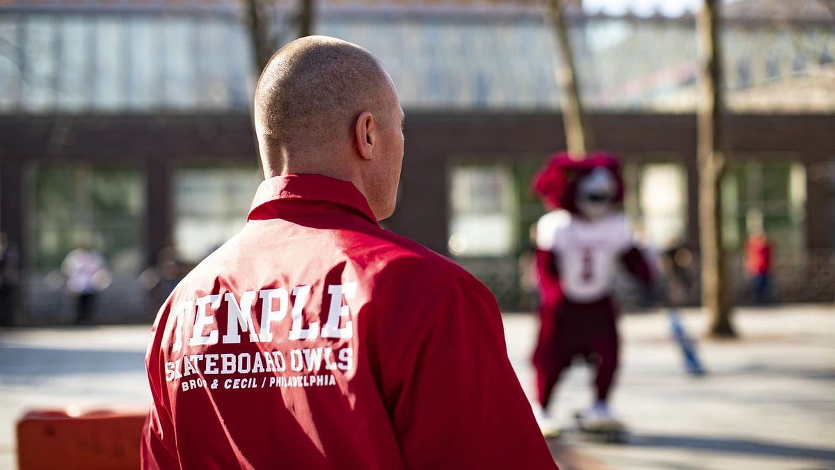 The Temple Skateboard Owl clothing collection officially launched on Thursday, April 4. A collaborative effort between Temple and Jimmy “Sweatpants” Gorecki, KLN ’06, the new clothing line has been produced by North Philadelphia clothing manufacturer Boathouse Sports.