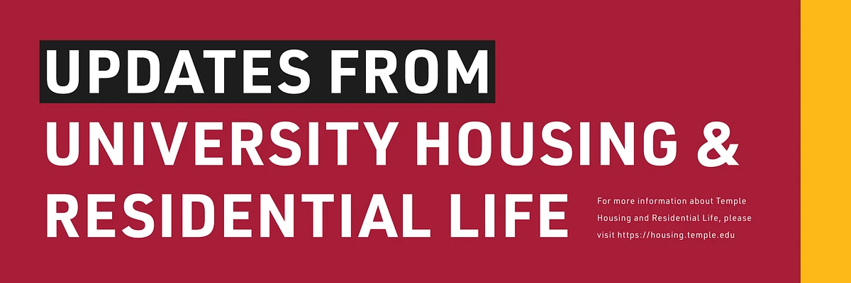 The image announces updates from University Housing & Residential Life at Temple.